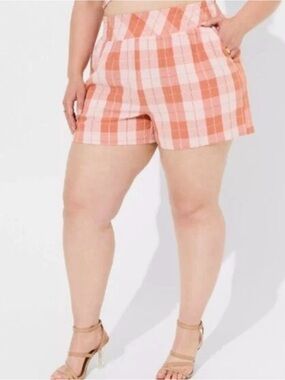 Torrid NWT Pull On Seersucker Mid Rise Shorts Orange Size 3 3X